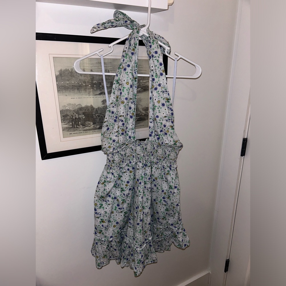 American Eagle Outfitters Floral Backless Dress - Blue and Green